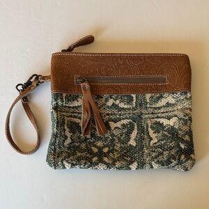 Myra Bag Hope Pouch leather/canvas clutch wristlet
